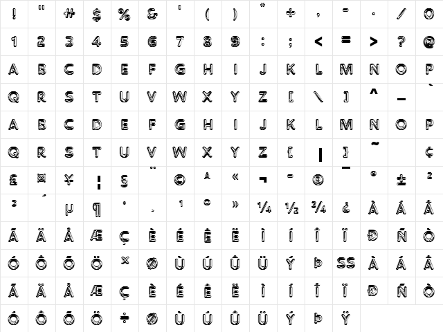 URWChrallisD Regular  glyph index