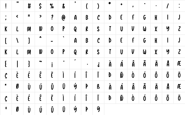 Moorish Nonary Regular  glyph index