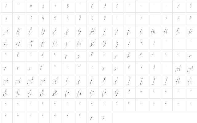 BeautyHeart Regular  glyph index