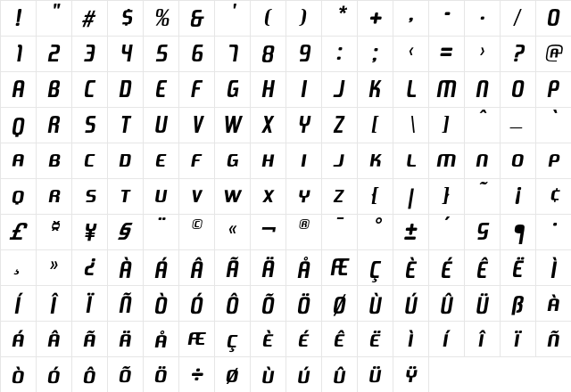 76London Fall  glyph index