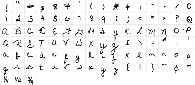 FG Alexandra Regular  glyph index
