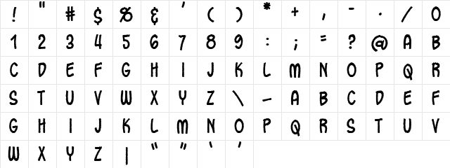 Oh Crap Regular  glyph index