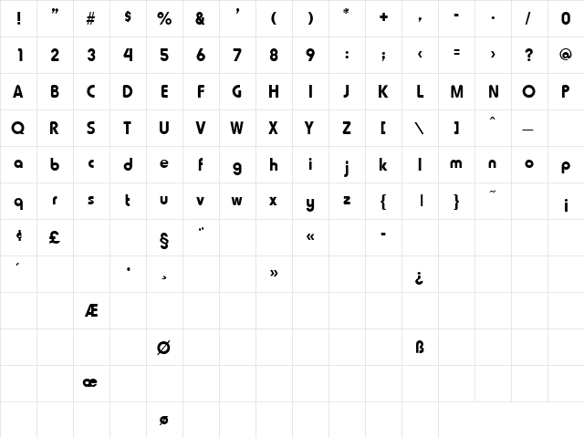 TrioSSK Regular  glyph index