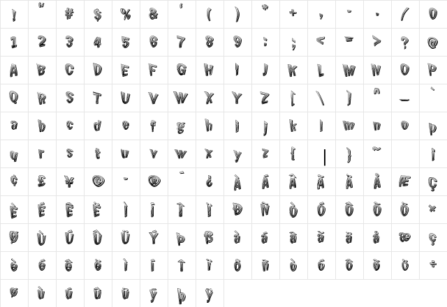 Chicken Butt Regular  glyph index