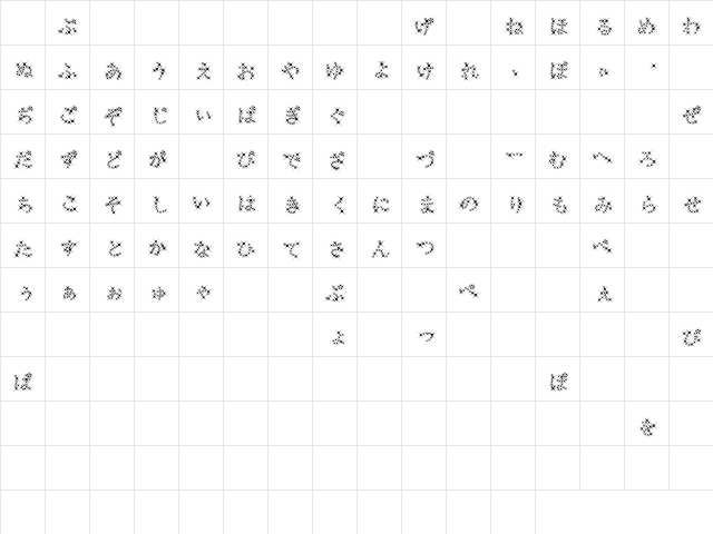 GalaxyfaceHirAno Regular  glyph index