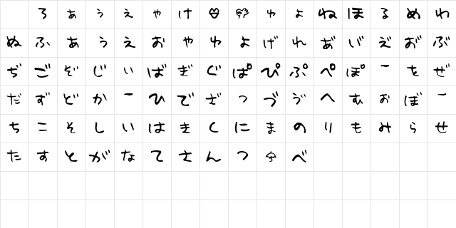 HolidayH Regular  glyph index