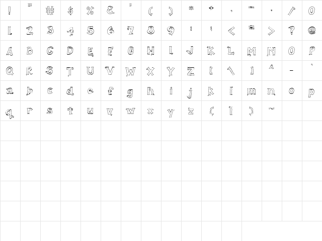 CK Crooked Classic Regular  glyph index