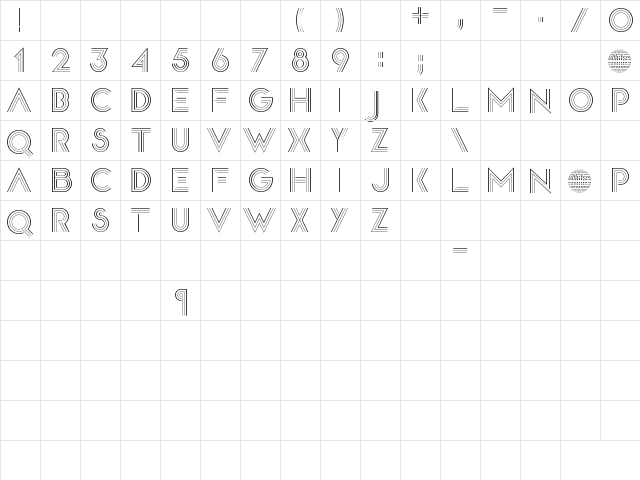 Disco Diva Regular  glyph index