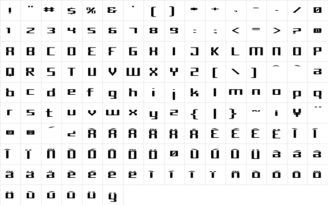 Criminal Wide  glyph index