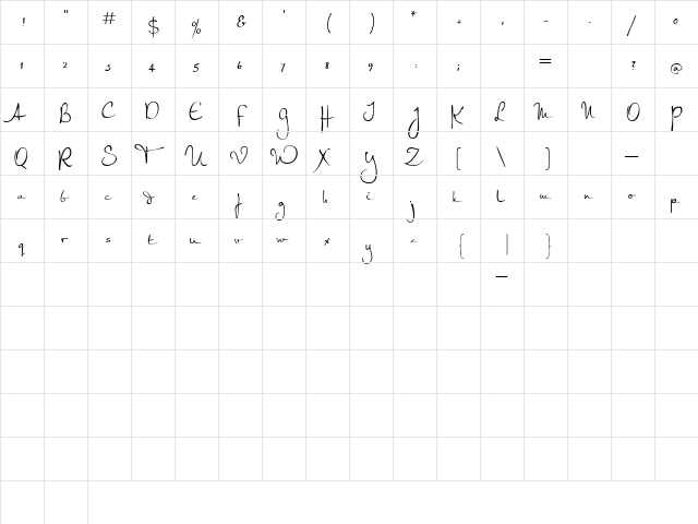 AL Charisma Regular  glyph index