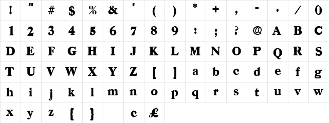 Dendro Display SSi Regular  glyph index