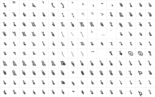 FZ JAZZY 14 STRIPED LEFTY Regular  glyph index