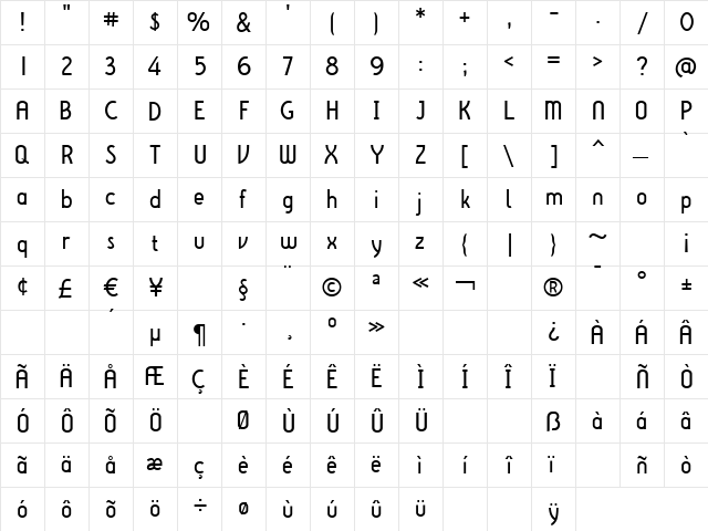Iru2Regular Regular  glyph index