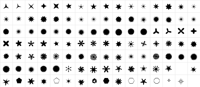 Polaris Regular  glyph index
