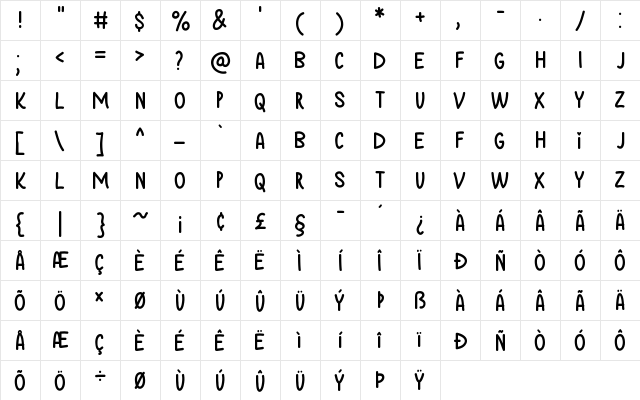 Christmas Love Regular  glyph index