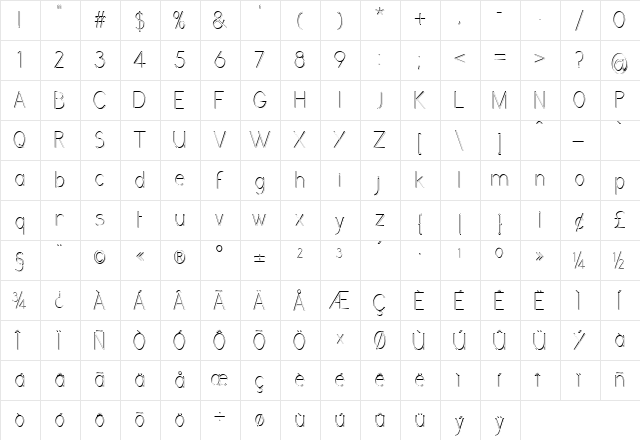 GrutchGroteskShaded Condensed Light  glyph index