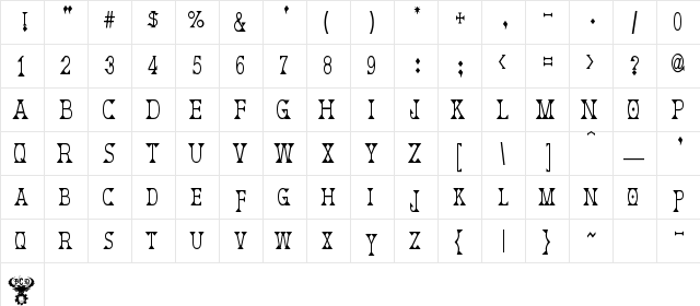 Deborah Condensed Regular  glyph index