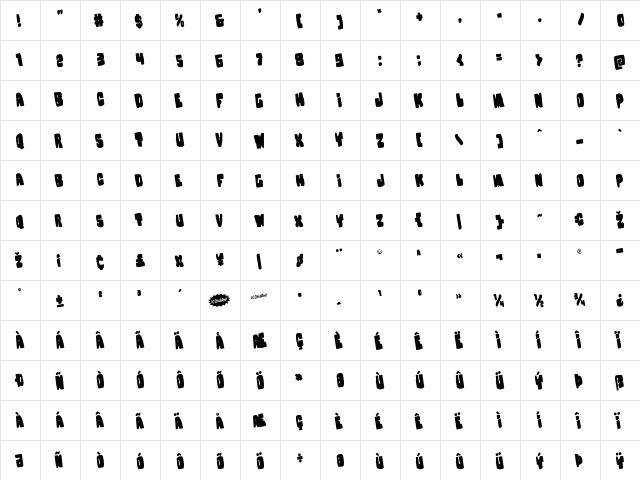 Nobody's Home Rotated Regular  glyph index