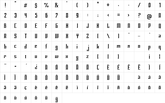Eclix Regular  glyph index