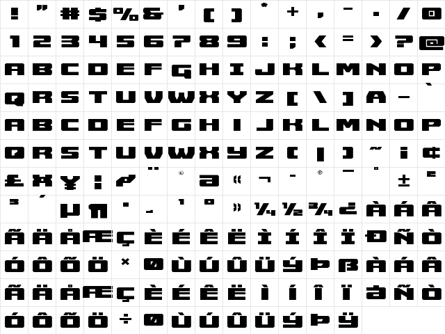 Cruiser Fortress Expanded Expanded  glyph index