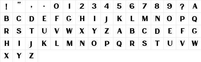 Lancaste Sans Demo Regular  glyph index