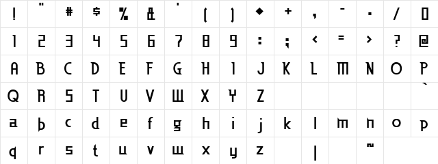 Beemel Bold Regular  glyph index