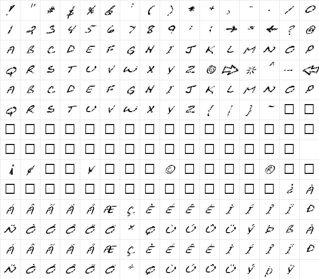 FZ JAZZY 29 HOLEY ITALIC Bold  glyph index