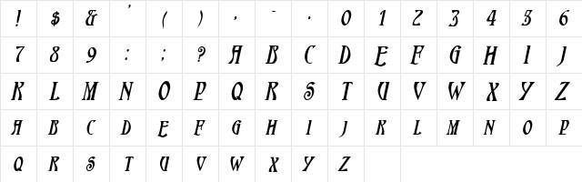 KostnerSCapsSSK BoldItalic  glyph index