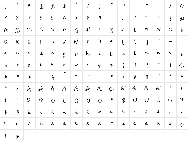 Hilton Regular  glyph index