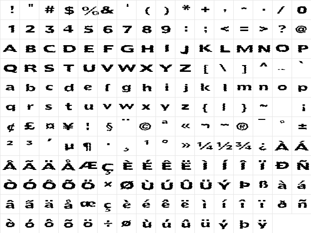 FZ BASIC 55 WAVEY EX Normal  glyph index