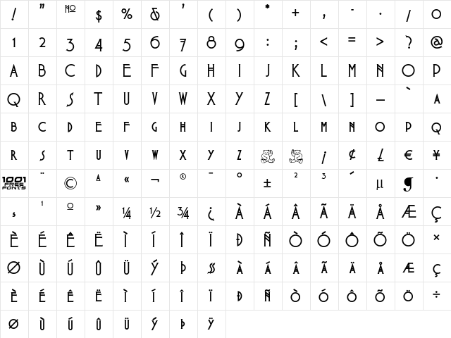 Babes In Toyland NF Regular  glyph index