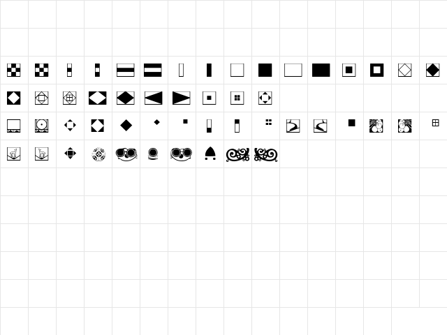 P22 Vienna Extras Regular  glyph index