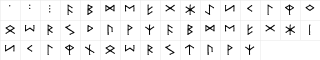 Ice-egg Futhark Runes Regular  glyph index