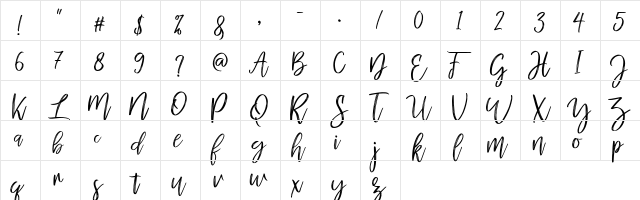 mellony dry brush Regular  glyph index