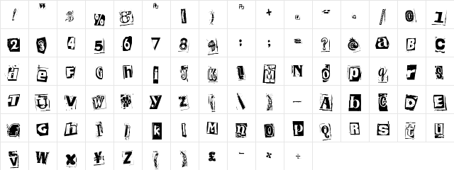 Kingthings Extortion Regular  glyph index