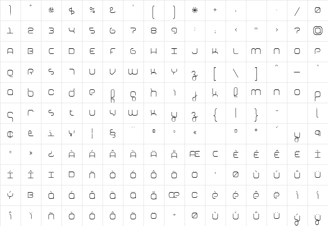 Basis Regular  glyph index