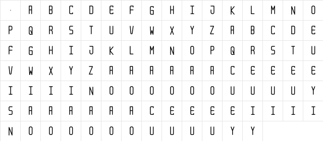 XForce Bold Regular  glyph index