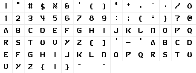 Russia Five Regular  glyph index