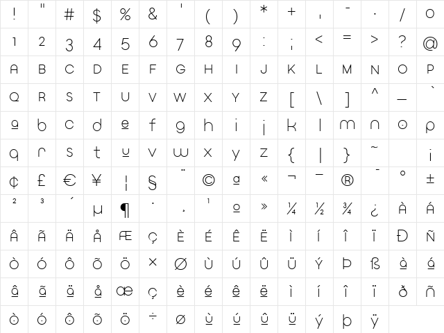CK Roxy Alternate Regular  glyph index