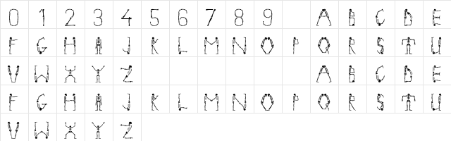 101! Skeletal RemainZ Regular  glyph index
