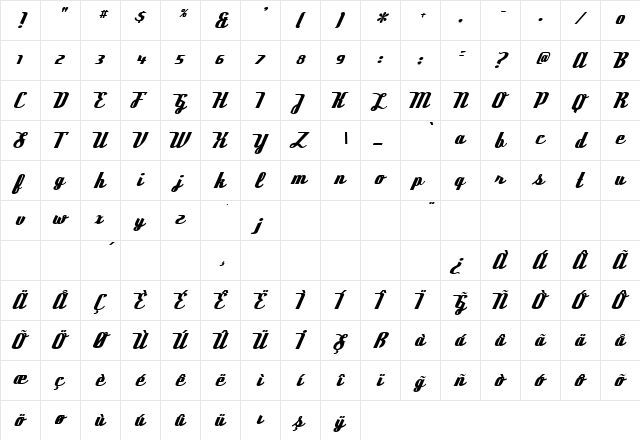 TR Deftone Stylus Regular  glyph index