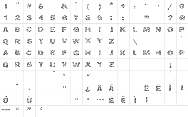 Ricecakes Regular  glyph index