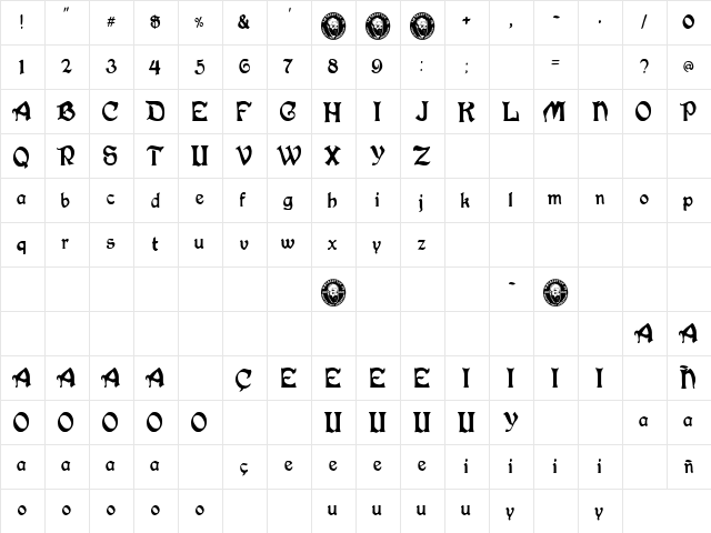 White Storm Regular  glyph index