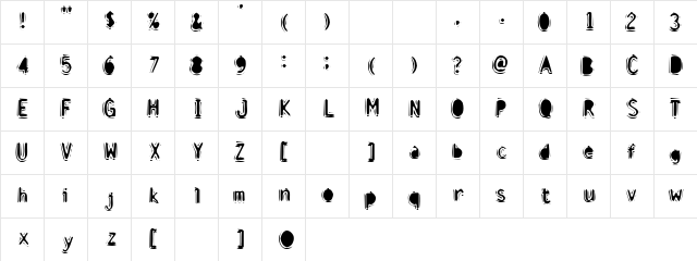 Discount Inferno Bold  glyph index