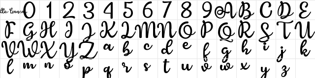 Hello Linnea Regular  glyph index