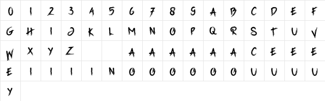 Grim Reaper Regular  glyph index