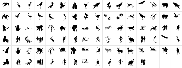 BlackLiving Regular  glyph index