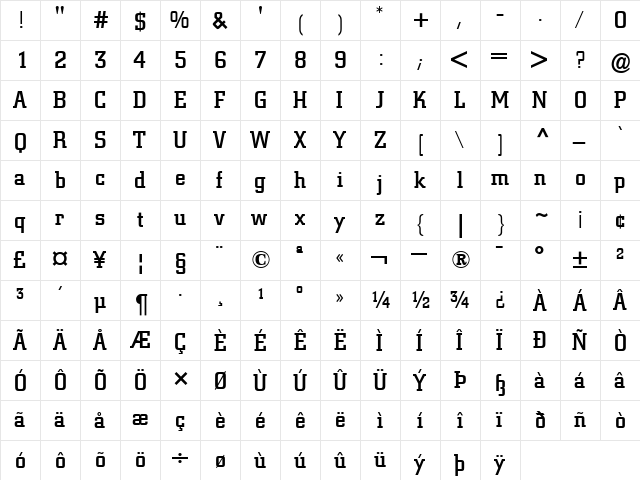 BertholdCity-Medium Medium  glyph index