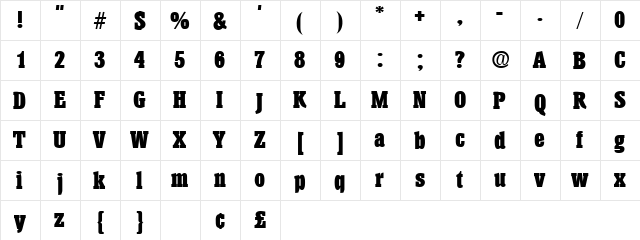 Philip Normal  glyph index