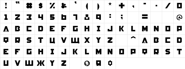 Constructivist Square  glyph index